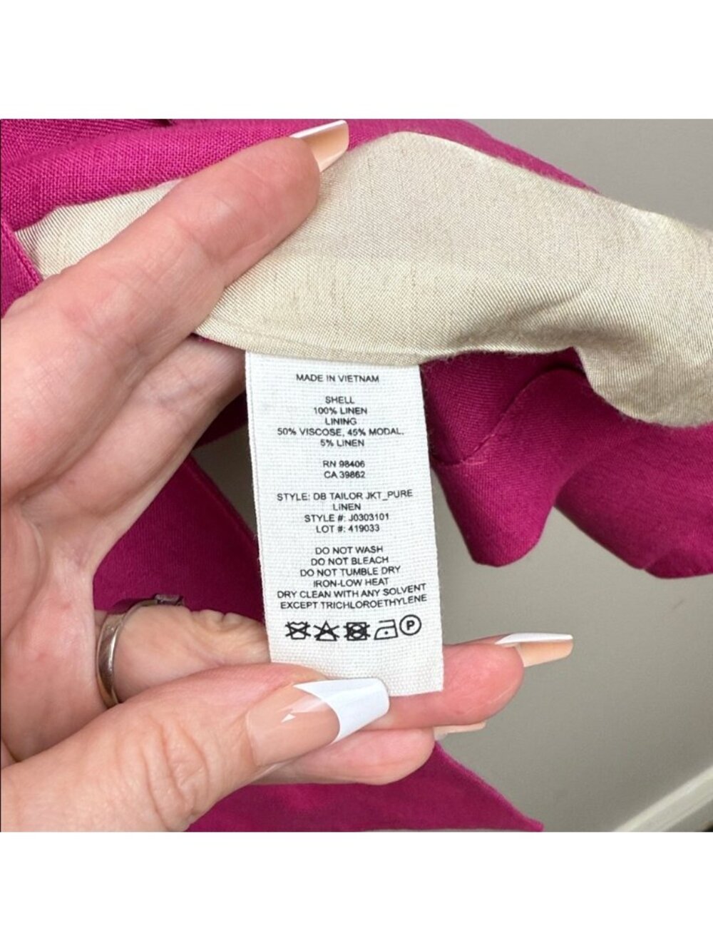 Theory Hot Pink Linen Suit Set Double Breasted Blazer & Trousers 6 - Picture 8 of 15
